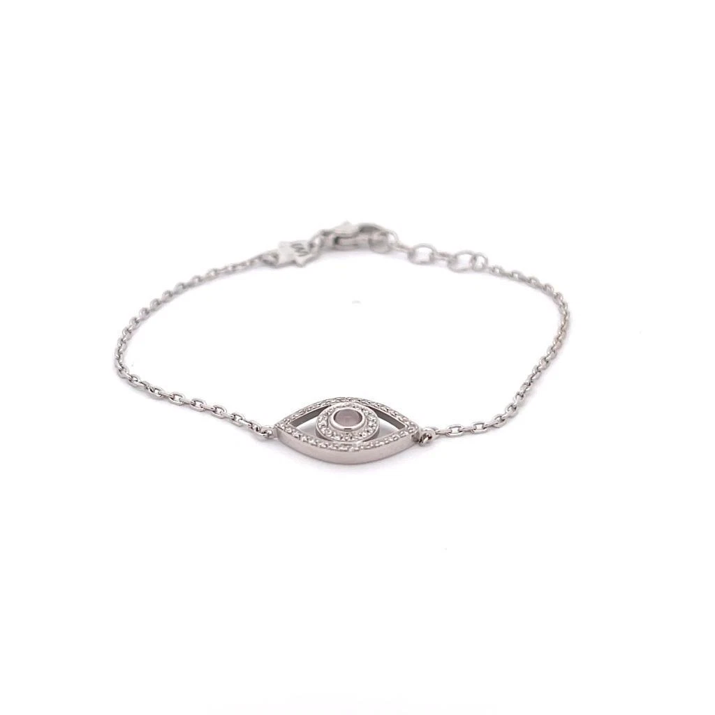NETALI NISSIM 18K WHITE GOLD MINI PROTECTED EYE BRACELET WITH