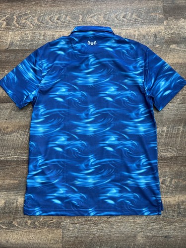Hickey Freeman Vortex Tech Pique Golf Polo Men's Small Blue Performance UPF - Picture 3 of 10