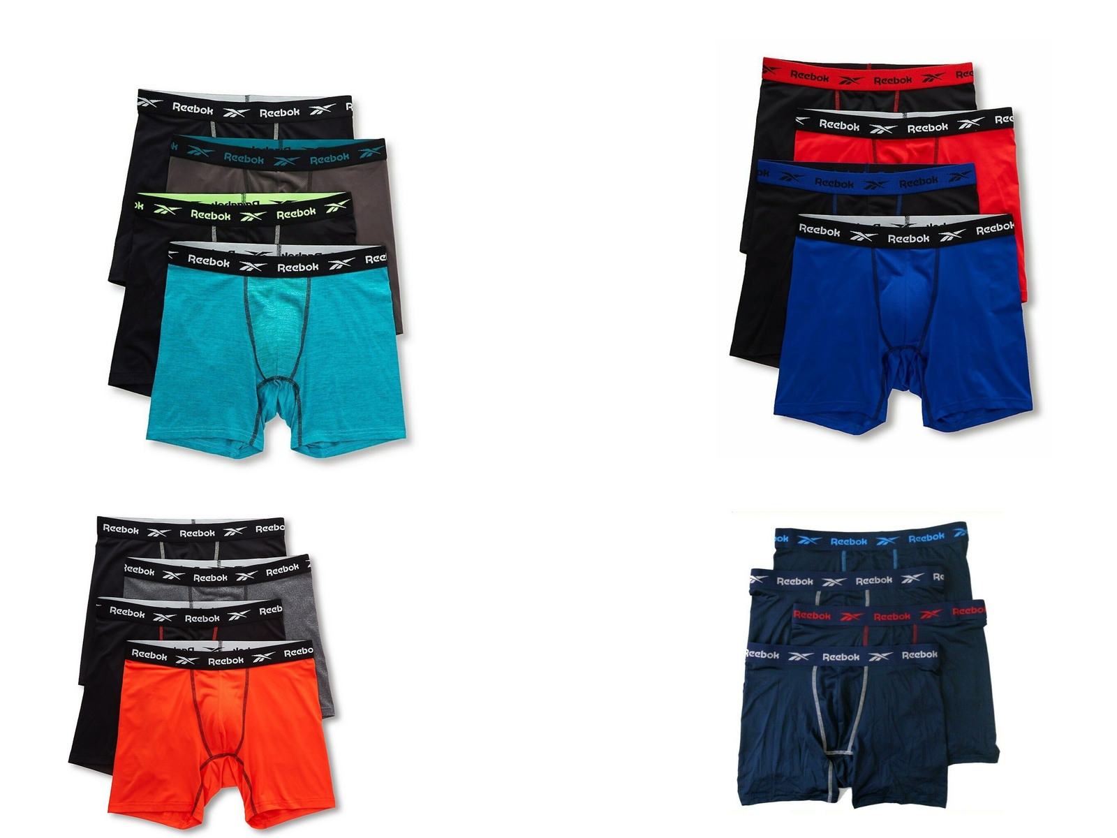 REEBOK Men's 4 Pack Performance Boxer Briefs, Grey/Red, Medium eBay