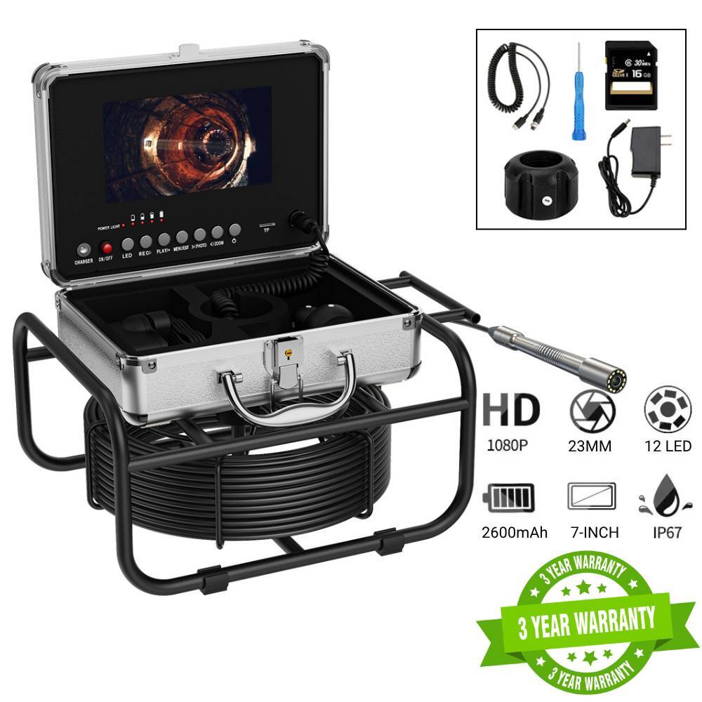 98FT/30M Drain Sewer Camera with 7