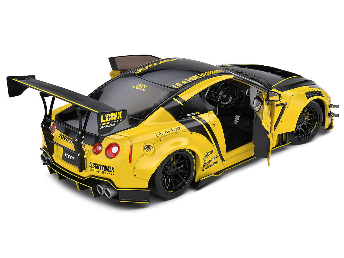 Solido Nissan Skyline GT-R (R35) Liberty Walk RHD Yellow 1/18