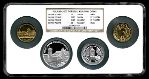Poland Set Of Four Coins 2007 MW NGC PF 70 Ultra NGC MS 66 NGC MS 67