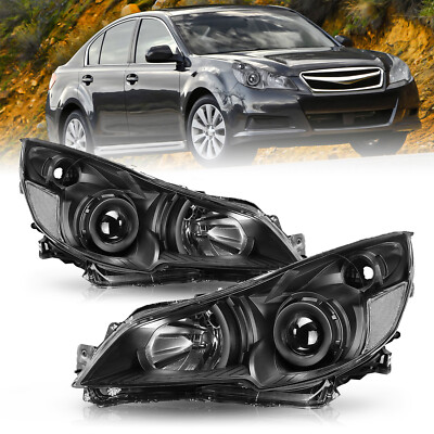 For 2010-2014 Subaru Outback Legacy Projector Black Headlights Lamps Left+Right 
