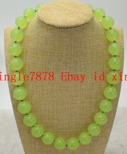 Natural 14mm Green Peridot Round Gemstone Beads Necklace 20'' AAA 