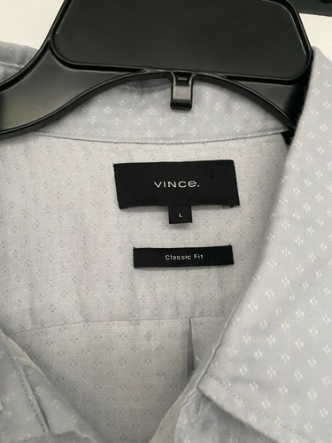 Camisa Vince RECIENTE Azul Blanco Algodón Geométrico Calce Clásico Grande - Imagen 2 de 5