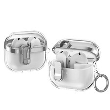 For Samsung Galaxy Buds 3 / 3 Pro Shockproof PC Clear Lock Case Keychain Cover