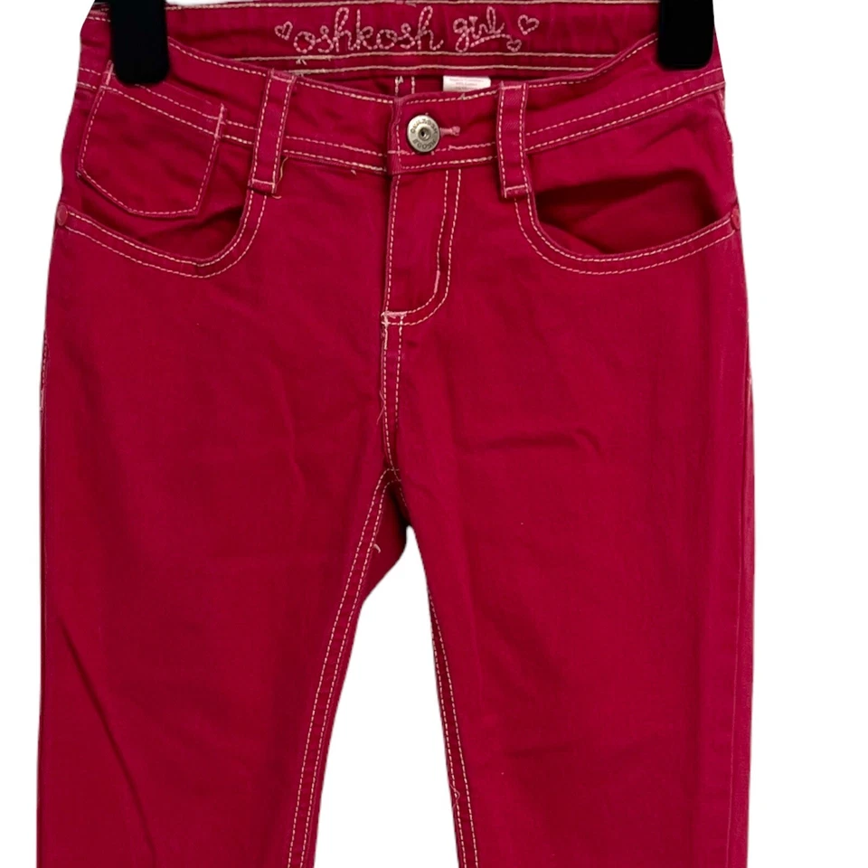 Pantalones de mezclilla Oshkosh para niña contorno de hilo oscuro pierna recta talla 8  Foto 2 de 4