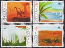Angola 1991 African Tourism Giraffe Waterfalls Palm Trees Welwitschia/Desert MNH