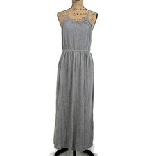 J Crew Womens S Maxi Dress Gray Strappy Racerback Long Fitted Waist Scoop Neck