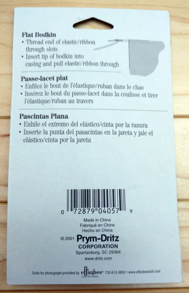 Dritz For Dolls Flat Bodkin For Inserting Elastic and Ribbon In Narrow Casings