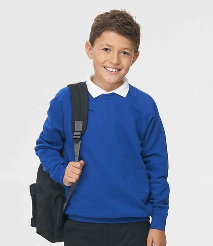 AWDis Kids Academy Raglan Sweatshirt Crew Ribbed Neckline Boys Girls School TOP - Picture 8 of 36