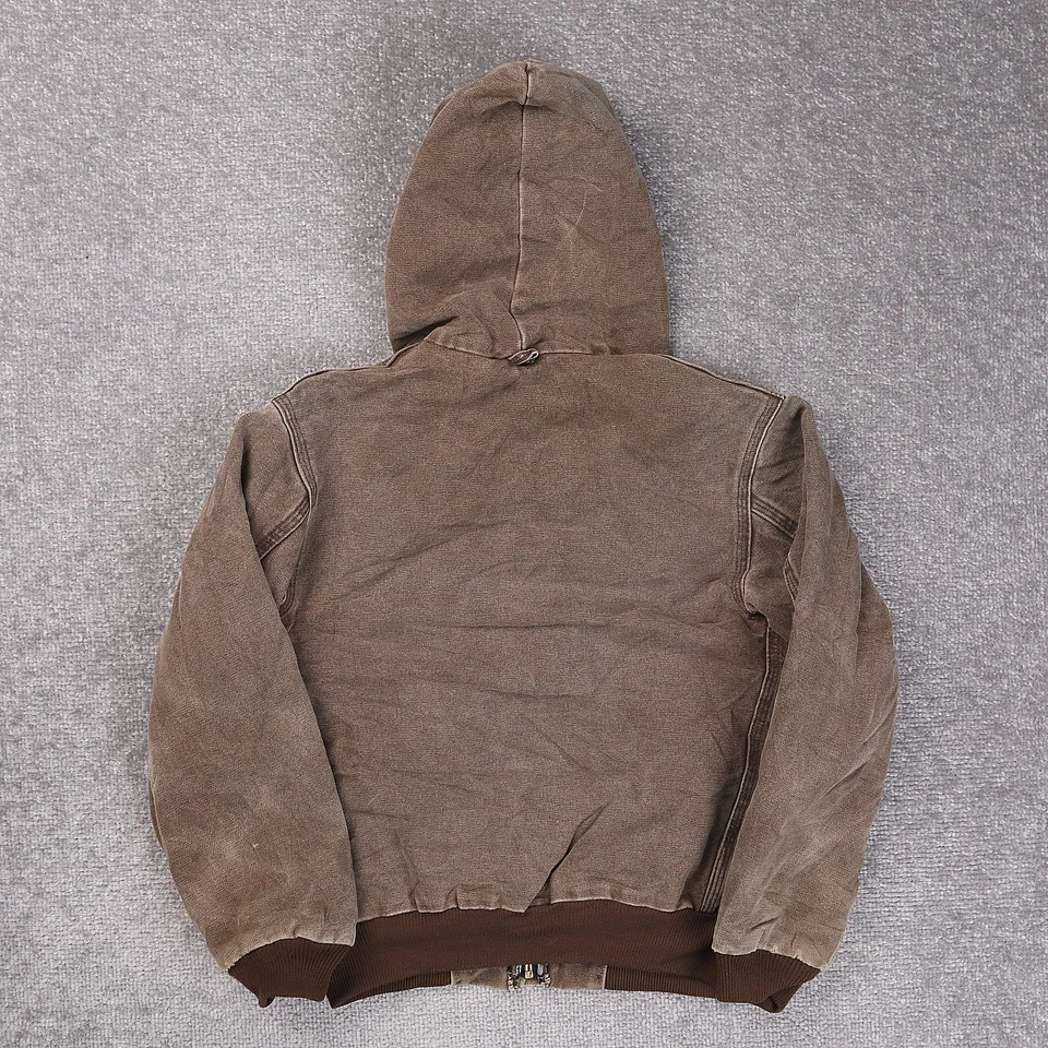 Jaqueta com Capuz Vintage Carhartt J130 CHT Lona Juvenil Marrom Médio Acolchoado - Imagem 2 de 4