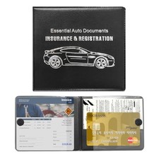 Car Registration  Insurance Card Holder, Waterproof Glove Box Organizer Black