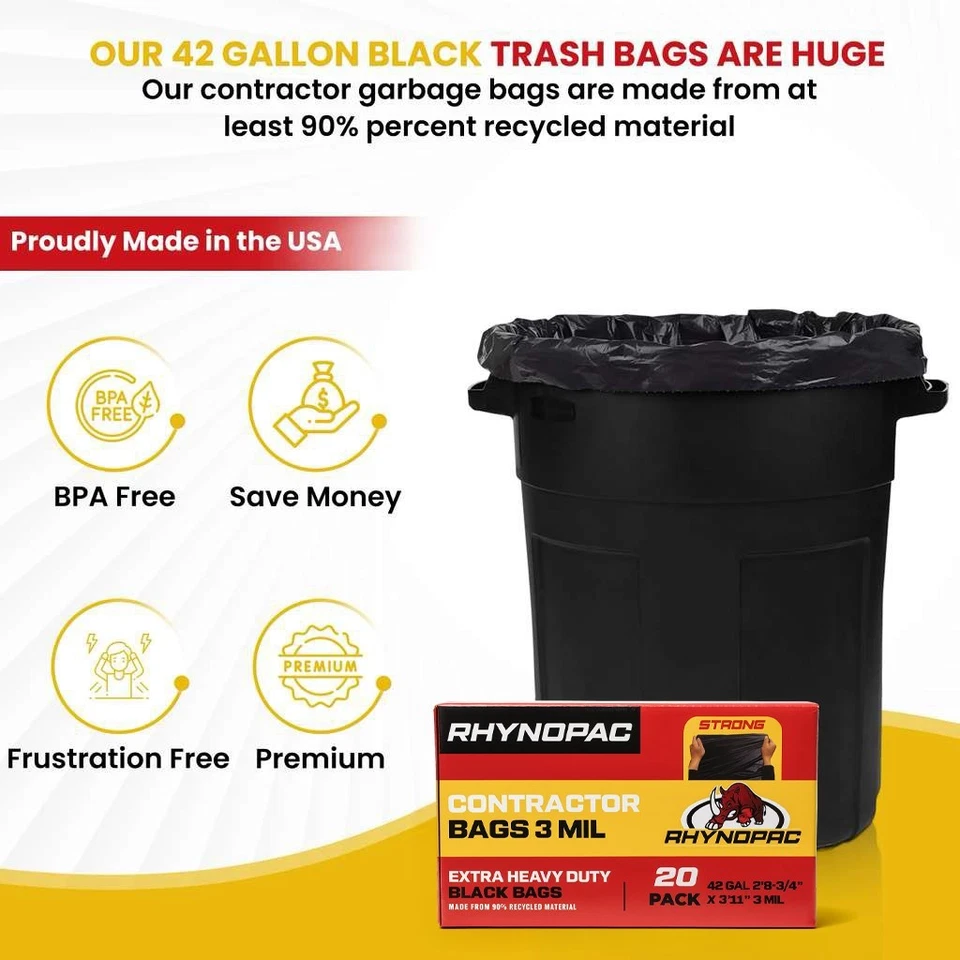 Bolsas de basura para contratista Rhynopac 42 galones 3 mil - PACK de 20 Foto 4 de 4