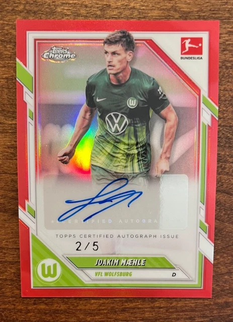 Joakim Maehle 2025-26 Topps Chrome Bundesliga True Red Autograph /5 BA-JMA