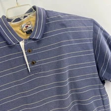 Cutter & Buck~2X~Golf Polo Men~Short Sleeve Shirt~Blue White Stripe 100% Cotton