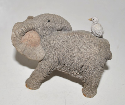 Stoßzähne Elefant Figur 'Lewis & Egbert' - Harz Tier Ornament - Sammlerstück GC