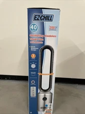 EZ-CHILL 40" Bladeless Tower Fan for Bedroom with Remote Control, 9H Timer, W...