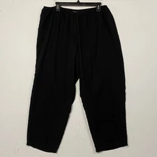 Citron Santa Monica Black 100% Silk Textured Lagenlook Pants Size 1X
