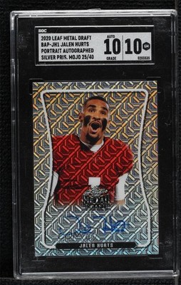 2020 Leaf Metal Draft Silver Mojo 25/40 Jalen Hurts SGC 10 Rookie Auto RC 16rf