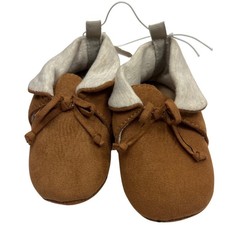 Old Navy Baby Moccasin Booties Brown 3-6 Months Non-Slip Soft Sole Shoes w/ Bow