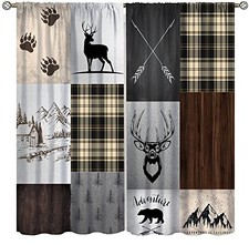 Rustic Carbin Curtains Deer Bear Living Room 20.5"W x 45"L Pack of 2 Style-3
