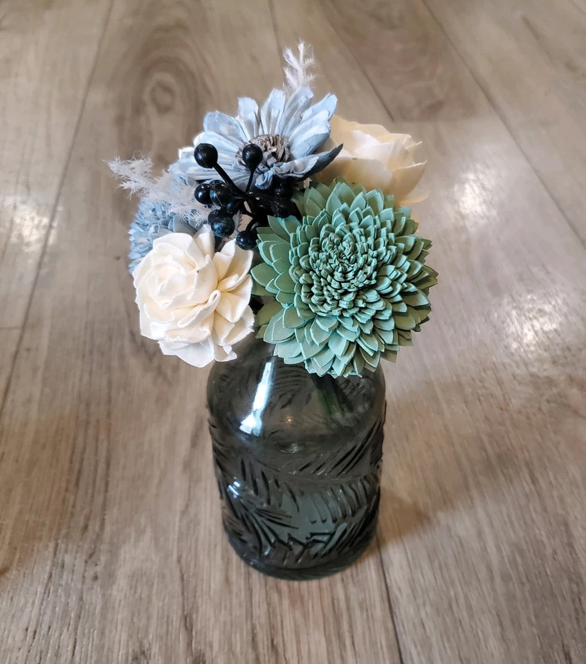 Dusty Blue Wedding Centerpieces for Jars Sage Sola Wood Flower Bouquets Shower - Image 3 of 4
