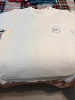 Coastal Cotton White Graphic Pocket Crew Neck Men's T-Shirt Size L