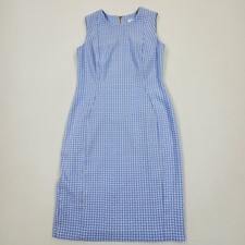 CALVIN KLEIN $129 Blue Gingham Stretch Check Print Sleeveless Sheath Dress Sz 4P