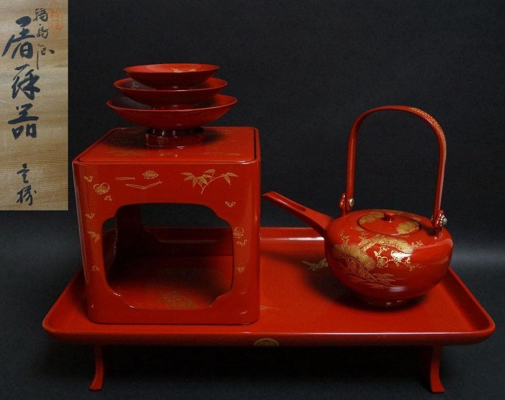 Jubako Bento Box Japanese Wajima lacquer wooden toso set gold lacquered "Shochik