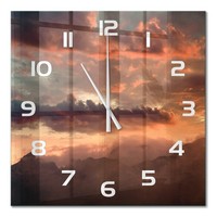 Wanduhr Mit Leisem Uhrwerk Berge Bei Sonnenuntergang WeißE Zeiger 60X60 Cm
