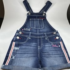 Jordache Girls Denim Overall Shorts Blue M 7-8 Adjustable Straps