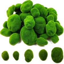 TIHOOD 50 PCS 5 Size Artificial Moss Rocks Decorative, Green