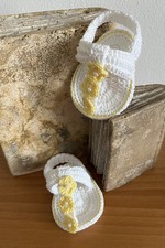 Sandali neonata infradito bimba all'uncinetto in cotone idea regalo 0-3 mesi