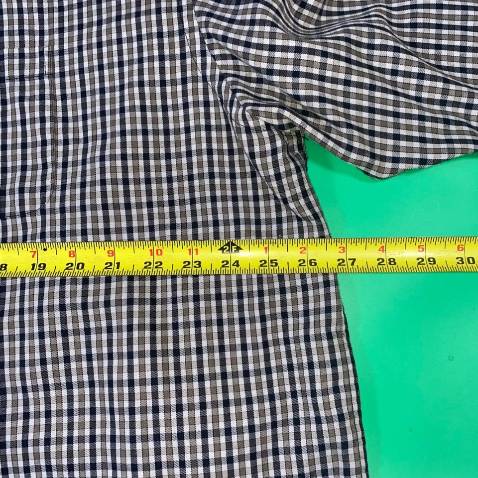 Van Heusen XXL 18-18½ Brown Plaid Button Down Dress Shirt Long Sleeve No Iron - Image 3 of 4