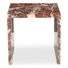 Moe's Home Collection Rosa Accent Table Rosso Levanto Marble Stone Side Tables