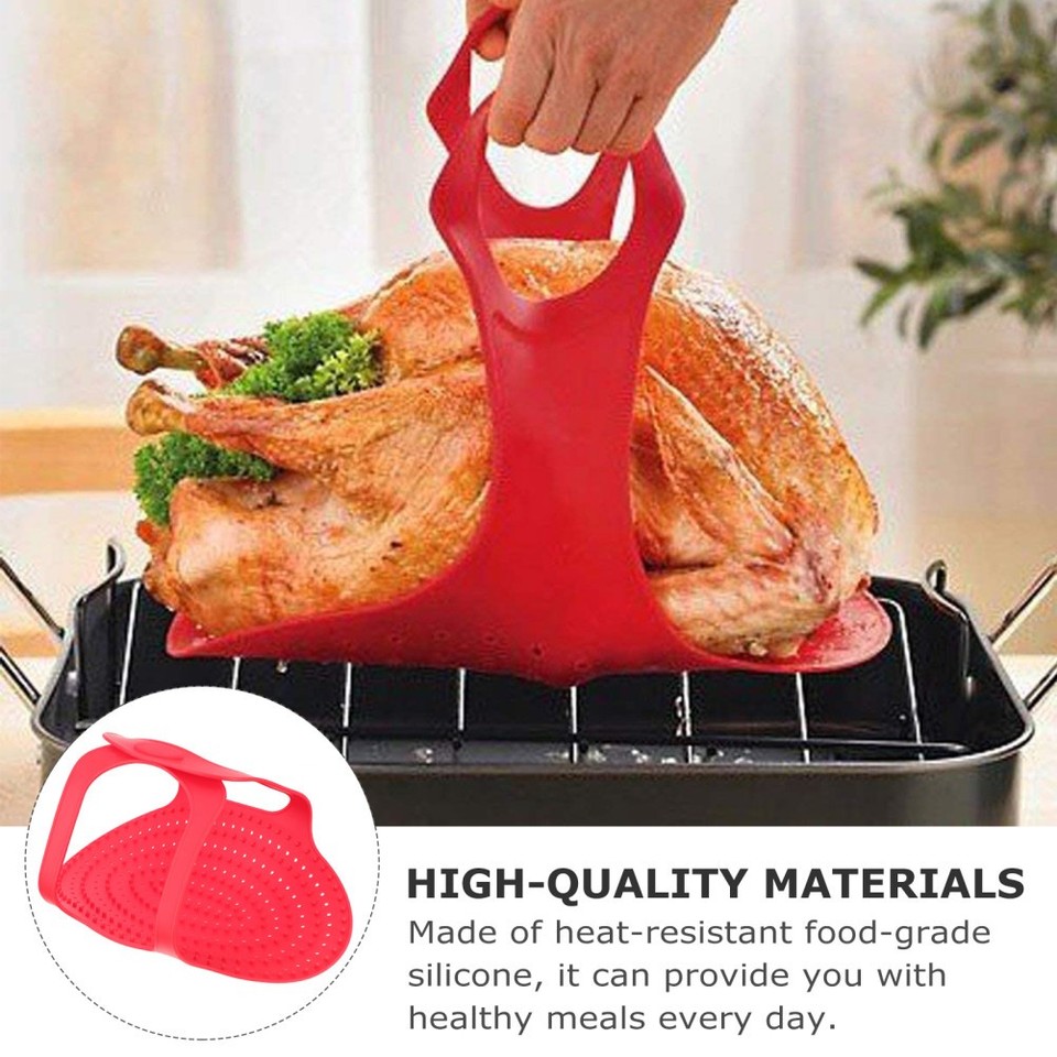 3 PCS Cooker Sling Silicone Foldable Turkey Roast Basket Kitchen ...