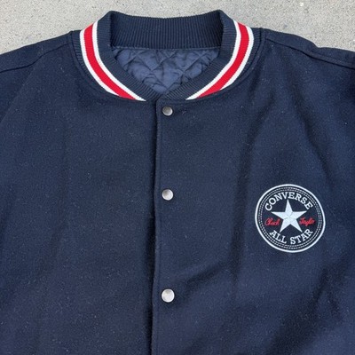 ジャケット・アウター 90s OLD converse stadium jacket leather Vintage 90s Converse All Star Leather Wool Letterman Varsity