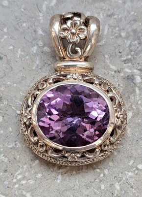 Antique Style Sterling Silver Pendant with Amethyst   925 Silver, 7.04g,...
