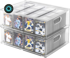 Trading Card Storage Box Clear Large Card Organizer Holds 6400 Cards with Divi