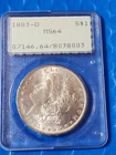 1883-O MORGAN SILVER DOLLAR PCGS MS64  OGH Rainbow Toned Reverse Rattler
