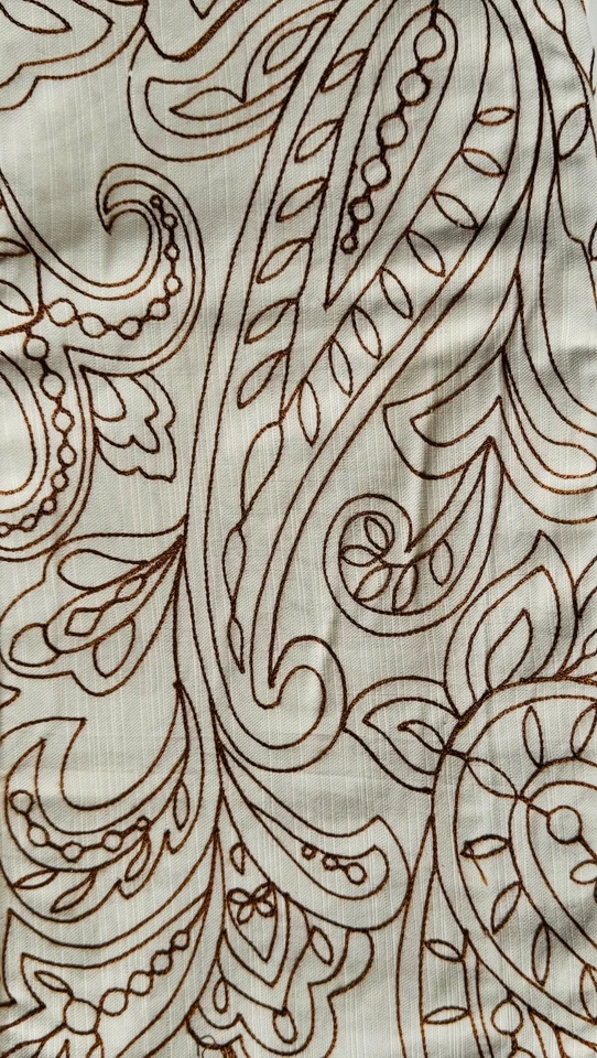 Занавеска для душа с вышивкой цвета слоновой кости пейсли хлопок потертый шик коттеджкор - Изображение 4 из 4