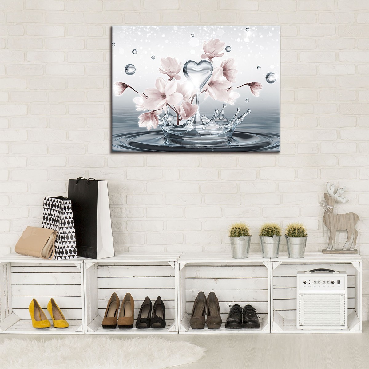 Stampa su tela Fiori Boho Arte moderna 80x80 cm XXL Decorazione murale per soggiorno Camera da letto | Leroy Merlin