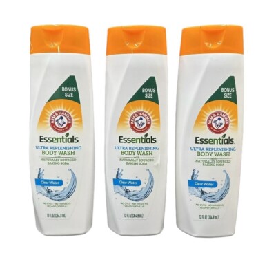Arm & Hammer Essentials Vegan Clear Water Ultra Replenishing Body Wash Lot Of 3