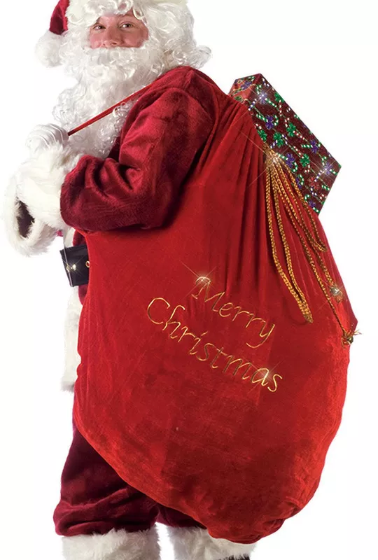 SANTA Claus Christmas TOY Bag SACK Red Plush Velvet Present Costume Accessory