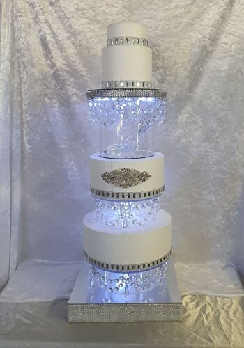 Séparateur de gâteau pantoufles en verre plus 2 séparateurs cristal - lot de 3 pièces avec DEL - Photo 1/10