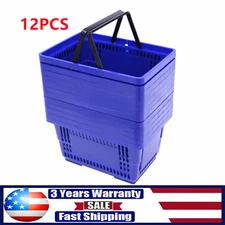 12x Shopping Baskets With Handles Retail Store Supermarket Baskets Stackable NEW
