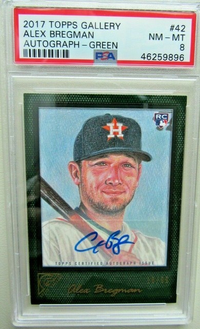 Alex Bregman🔥PSA 8 #18/99 ROOKIE AUTO 1/1 GREEN⚾2017 TOPPS GALLERY RC #42🏆RC📈