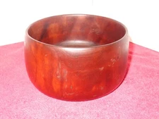 ANTIQUE BOWL HEAVY WOOD HAND CARVED 6 x 3 in BEAUTIFUL HAND MADE ART DECOR # Z 6