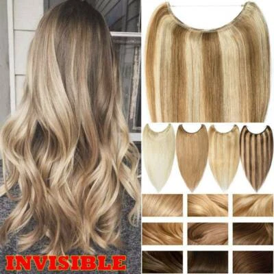 SEGO Invisible Wire In Remy Human Hair Extensions Highlight Top Hair Band Thick 22 24
